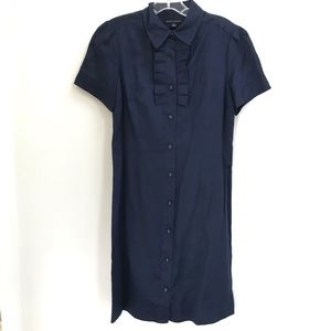 Banana Republic Navy Ruffle Shirtdress